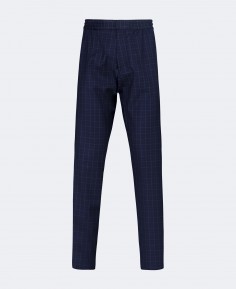 Pants with blue crisscross print