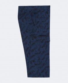 Gabardine pants with palm print