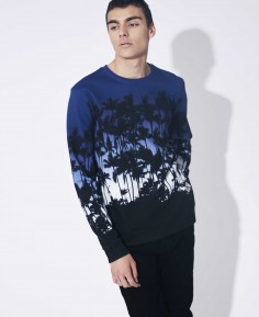 Sweatshirt with palm beach print