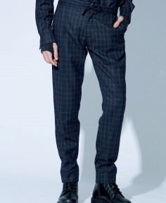Pantalon casual en flanelle à carreaux avec ceinture elastique