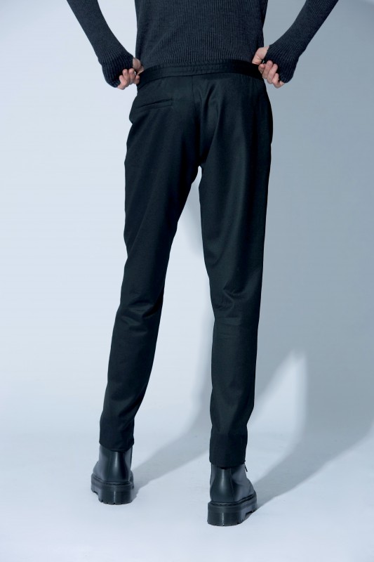Pantalon Croped Taille Elastique Flanelle Ami Noir