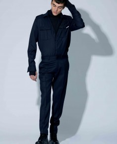 Chemise en twill de laine style militaire