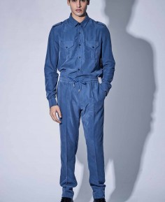 Pantalon casual en popeline soyeuse