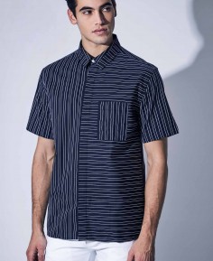 Chemise manches courtes multi-rayures