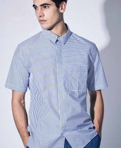 Chemise manches courtes multi-rayures