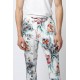 FLOWER PRINT CASUAL PANTS WHITE BACKGROUND