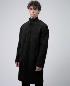 CURLY COAT WITH COLLAR RIB